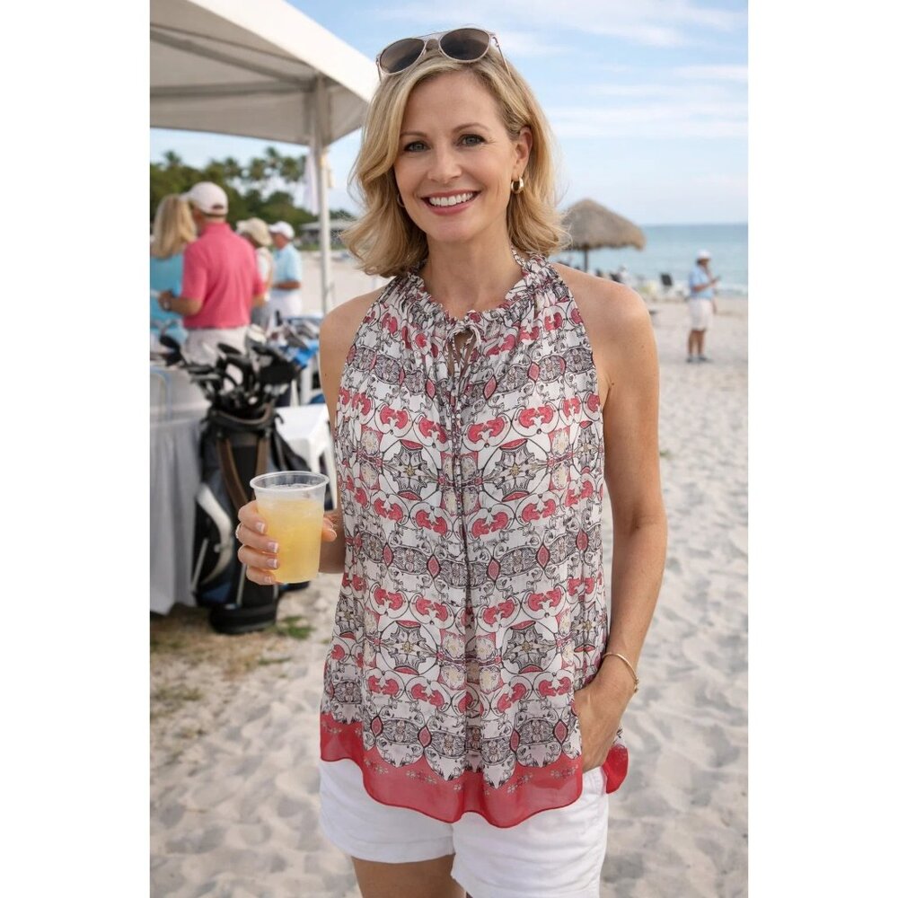 Max Studio size Small Women's Sleeveless Halter Top Floral Print